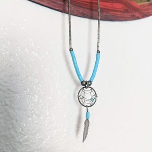 Turquoise dreamcatcher necklace